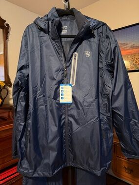 Men's Navy Windbreaker Jacket and Pants - Lightweight Waterproof